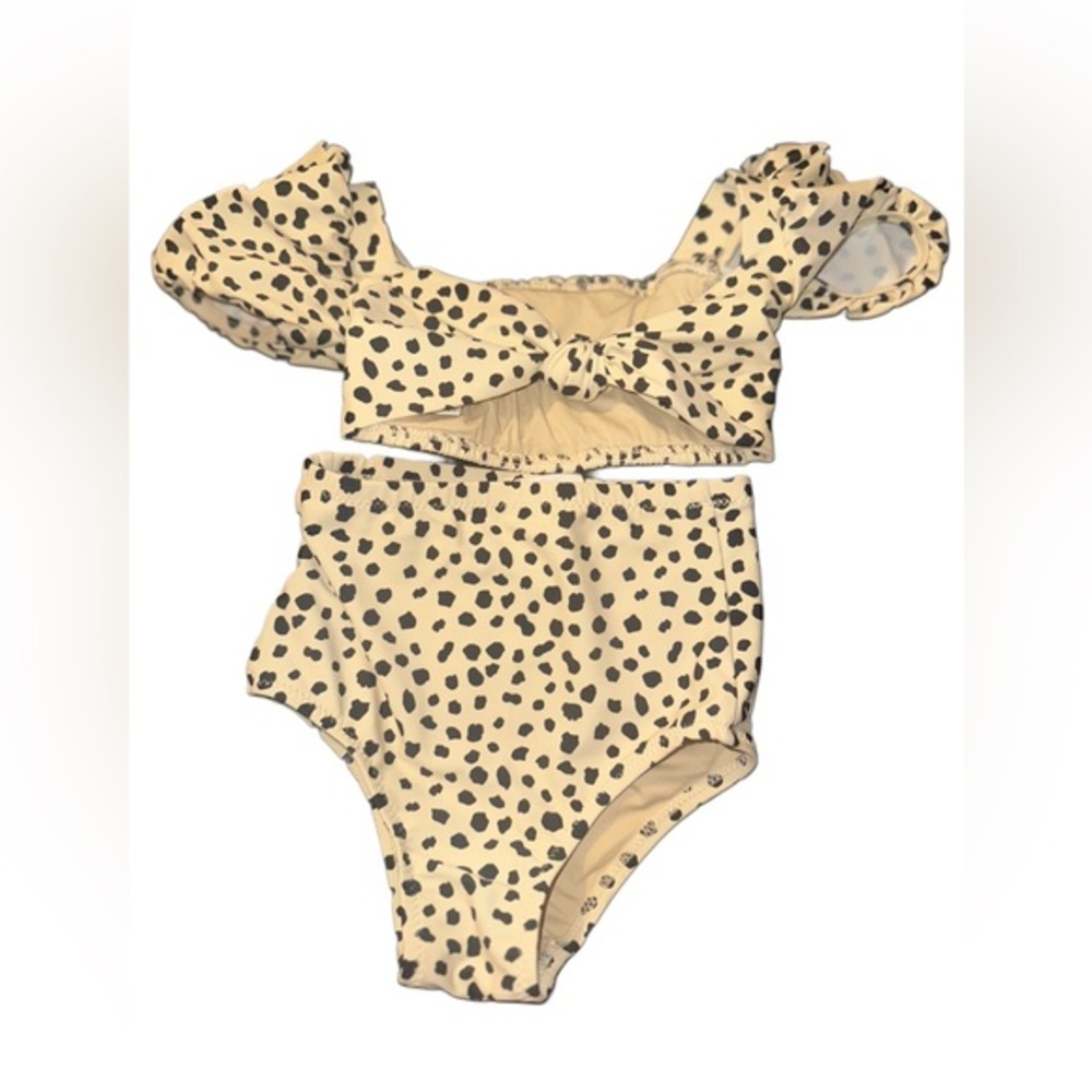 Shade Critters Girls High Waist Dalmation Leopard Pront Pattern Bikini Size 2T